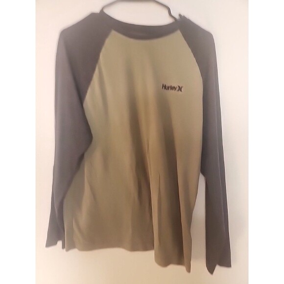 Hurley Long Sleeve T-Shirt Men’s Medium Green W Black Sleeve - Picture 1 of 12
